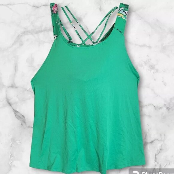 3 Lot Women's Crown & Ivy Tankini Top Cross Pink Green Black Dot Print Swimwear - Picture 2 of 7